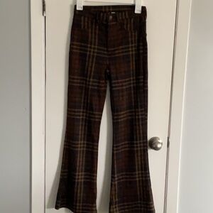 American Eagle Outfitters Plaid Flare Pants - Brown and Black